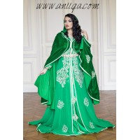 Caftan takchita de luxe verte henna 2018 Avec cape 