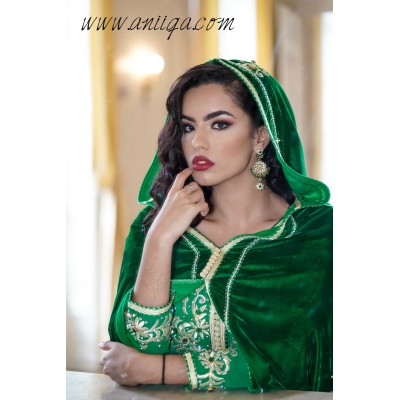 Caftan takchita de luxe verte henna 2018 Avec cape 