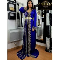 Caftan dubai bleu  roi doré Kayna