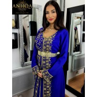 Caftan dubai bleu  roi doré Kayna