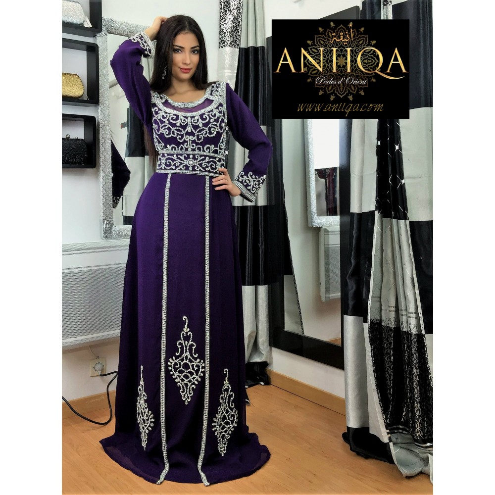 Caftan Dubai violet & argent Sarah