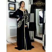 Caftan marocain en velours de soie et pierres fait main