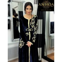 Caftan marocain en velours de soie et pierres fait main