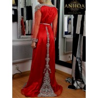 Caftan moderne tulle rouge Manal