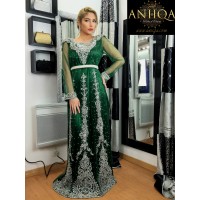 Caftan Chic vert royal & argent Manal