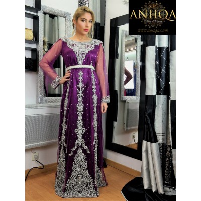 Caftan Chic prune en tulle Manal