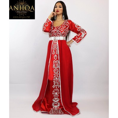 caftan moderne rouge & argent 