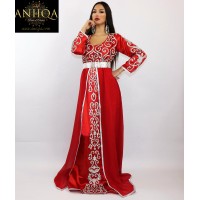 caftan moderne rouge & argent 