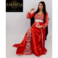 caftan moderne rouge & argent 