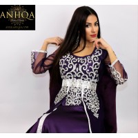 Caftan moderne cristal violet & et argent 