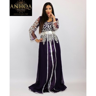 Caftan moderne cristal violet & et argent 