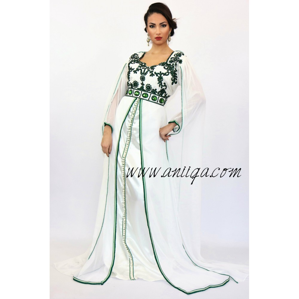 caftan de mariée 2018/2019 , caftan mariée blanc , robe marocaine blanche de mariage , caftan henné