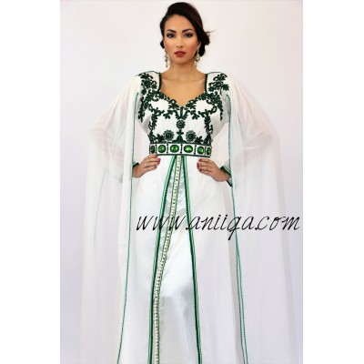 caftan moderne de mariée 2018/2019, caftan blanc fiancaille , caftan marocain mariage 2018/2019