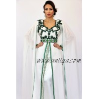 caftan moderne de mariée 2018/2019, caftan blanc fiancaille , caftan marocain mariage 2018/2019