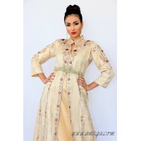 caftan moderne brocard beige