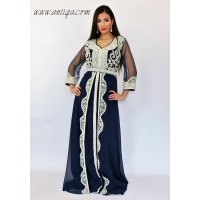 caftan moderne bleu nuit perlé argent 2018/2019