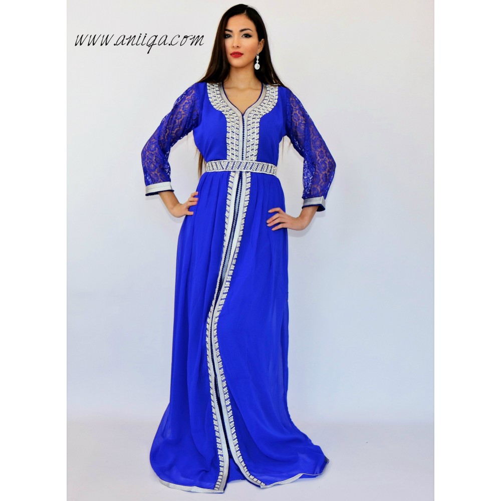 robe orientale simple bleu roi perlé