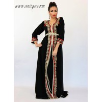 caftan marocain simple noir 2018/2019 , caftan simple, robe marocaine simple