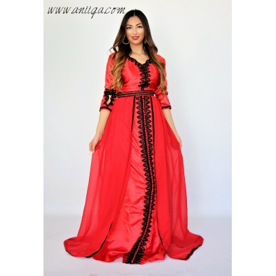 caftan simple rouge et noir