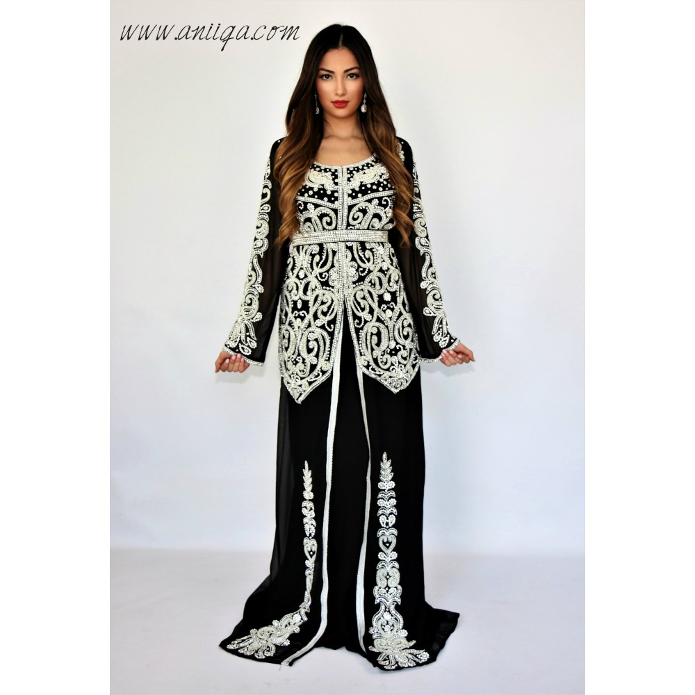 robe de soirée orientale , robe arabe , caftan moderne