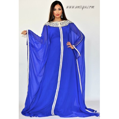 robe orientale dubai papillon bleu roi argent