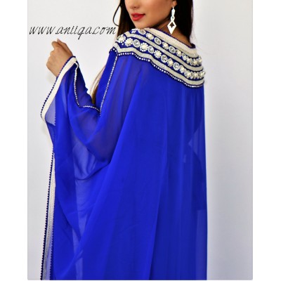 robe orientale dubai papillon bleu roi argent