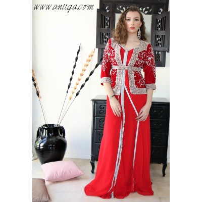 robe orientale moderne rouge et argent