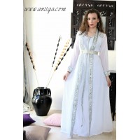 caftan blanc argent de mariage marocain