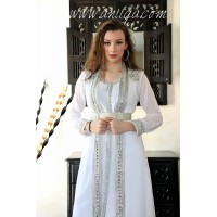 caftan blanc argent de mariage marocain