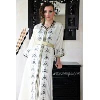 caftan simple ivoire noir