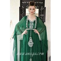robe orientale mariage vert et argent
