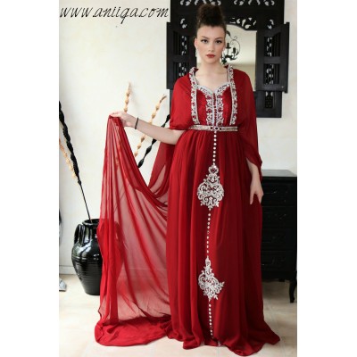 robe orientale moderne bordeau et argent