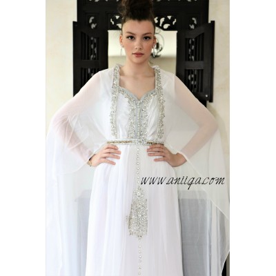 robe orientale mariage blanc et argent