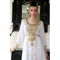 caftan simple pour l'aid blanc doré