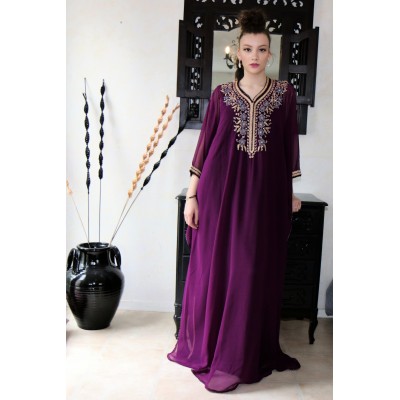 Robe orientale papillon prune