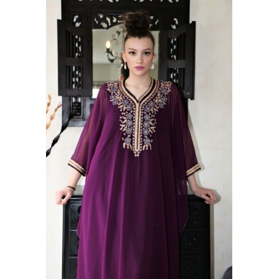 Robe orientale papillon prune