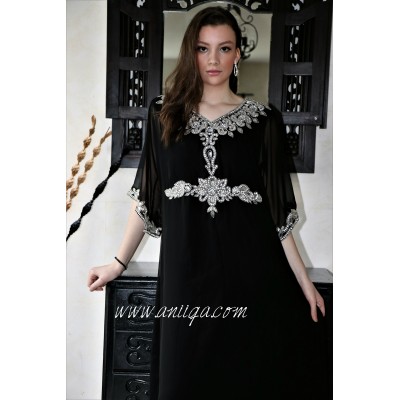 robe dubai papillon noir et argent