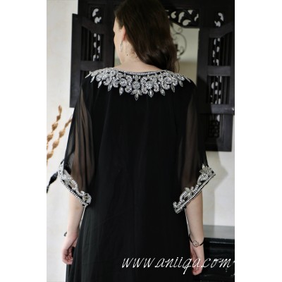 robe dubai papillon noir et argent