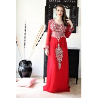 caftan dubai rouge argent