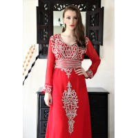 caftan dubai rouge argent