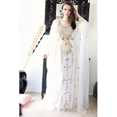 robe orientale mariage blanc et doré