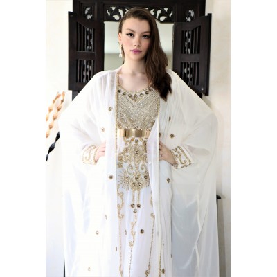 robe orientale mariage blanc et doré