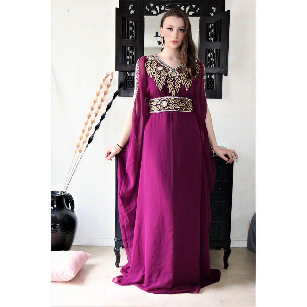 robe orientale dubai moderne prune