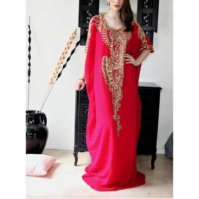 robe dubai papillon rose fushia