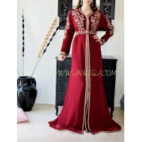 caftan marocain moderne bordeau