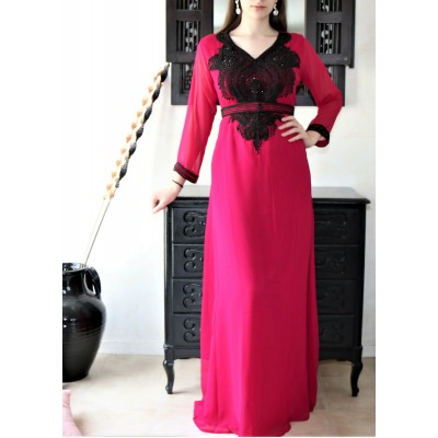 robe orientale simple fushia et noir