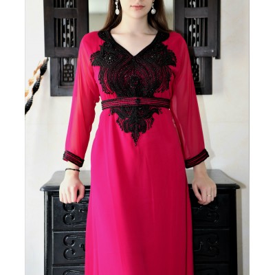 robe orientale simple fushia et noir