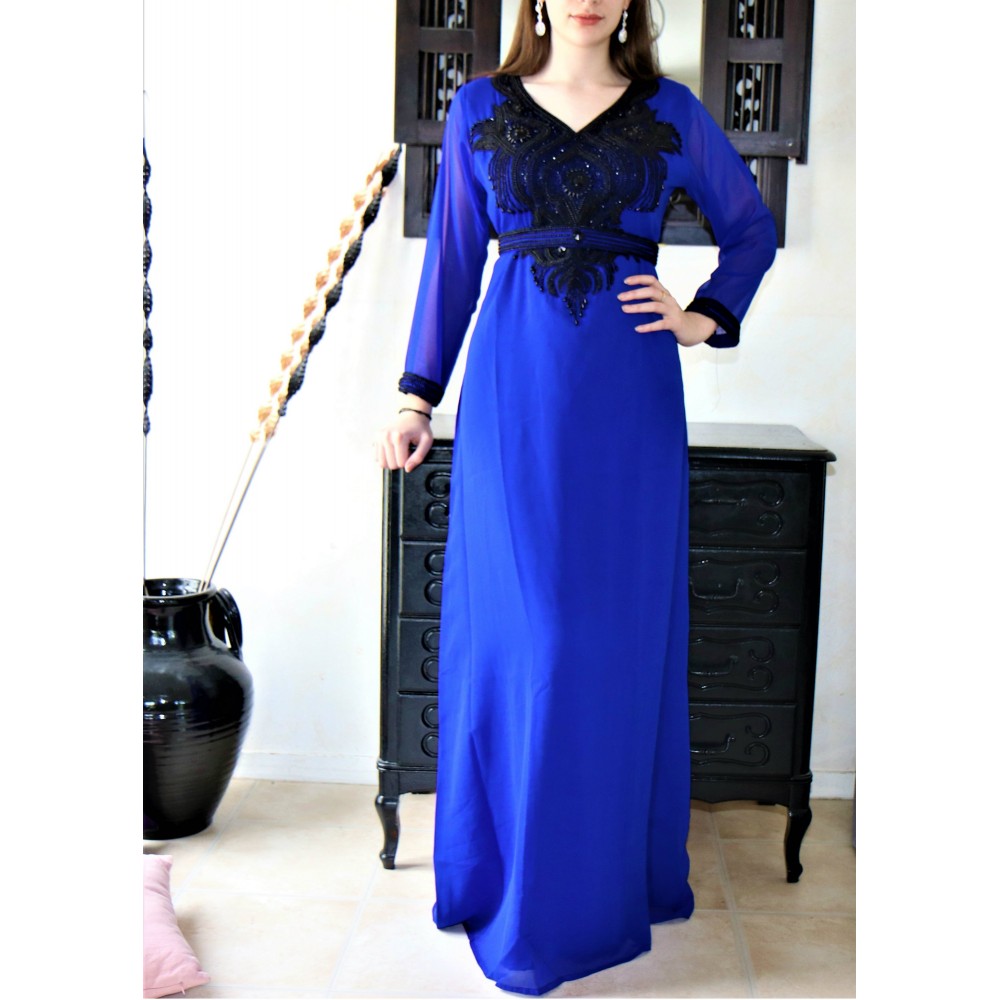 robe orientale simple bleu roi et noir