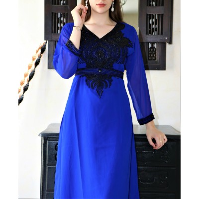 robe orientale simple bleu roi et noir