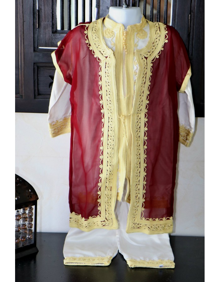 Jabador 3 Pieces Petit Garcon Bordeau Blanc Et Dore Aniiqa Com